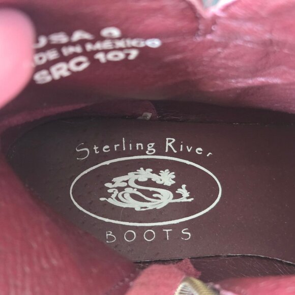 Sterling River Boots Womens 9 Burgundy Leather Embroidered Ankle Booties Western - Picture 10 of 11